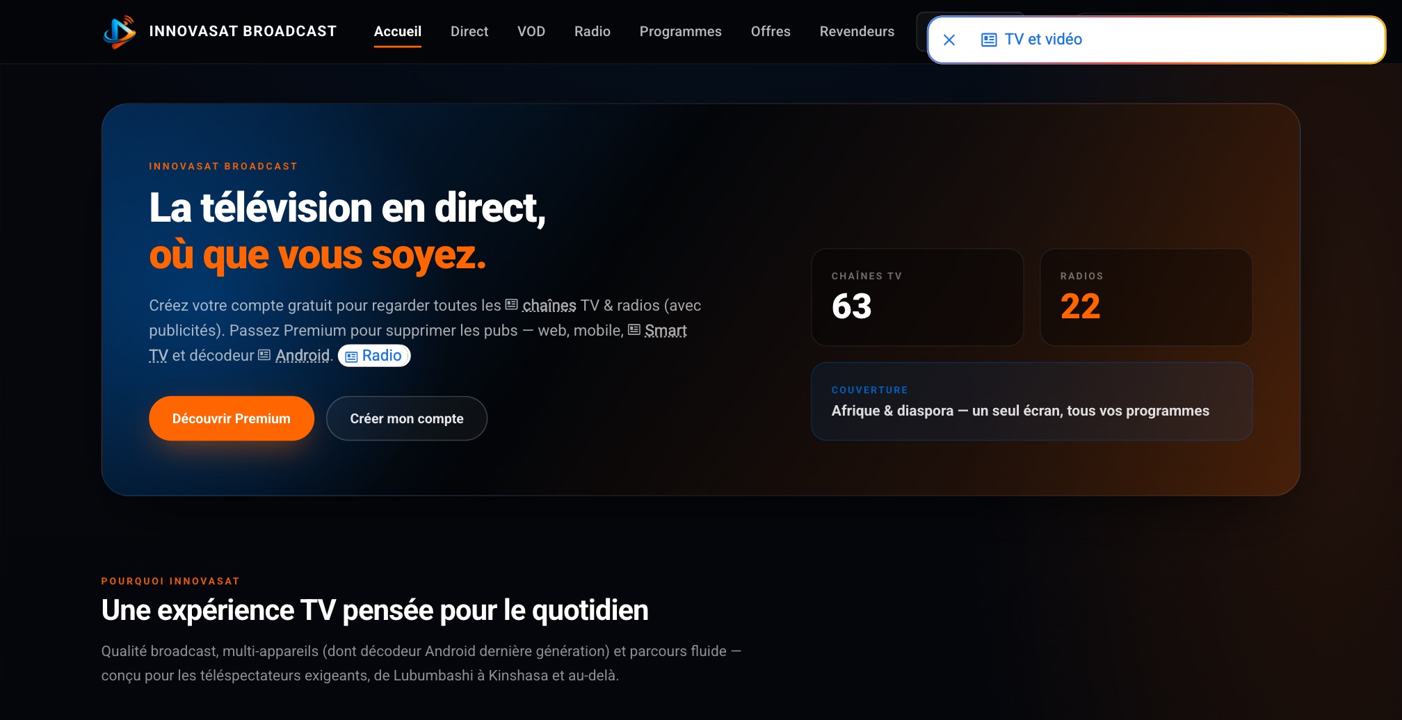 Voir le projet : Innovasat OTT — télévision et radio en direct
