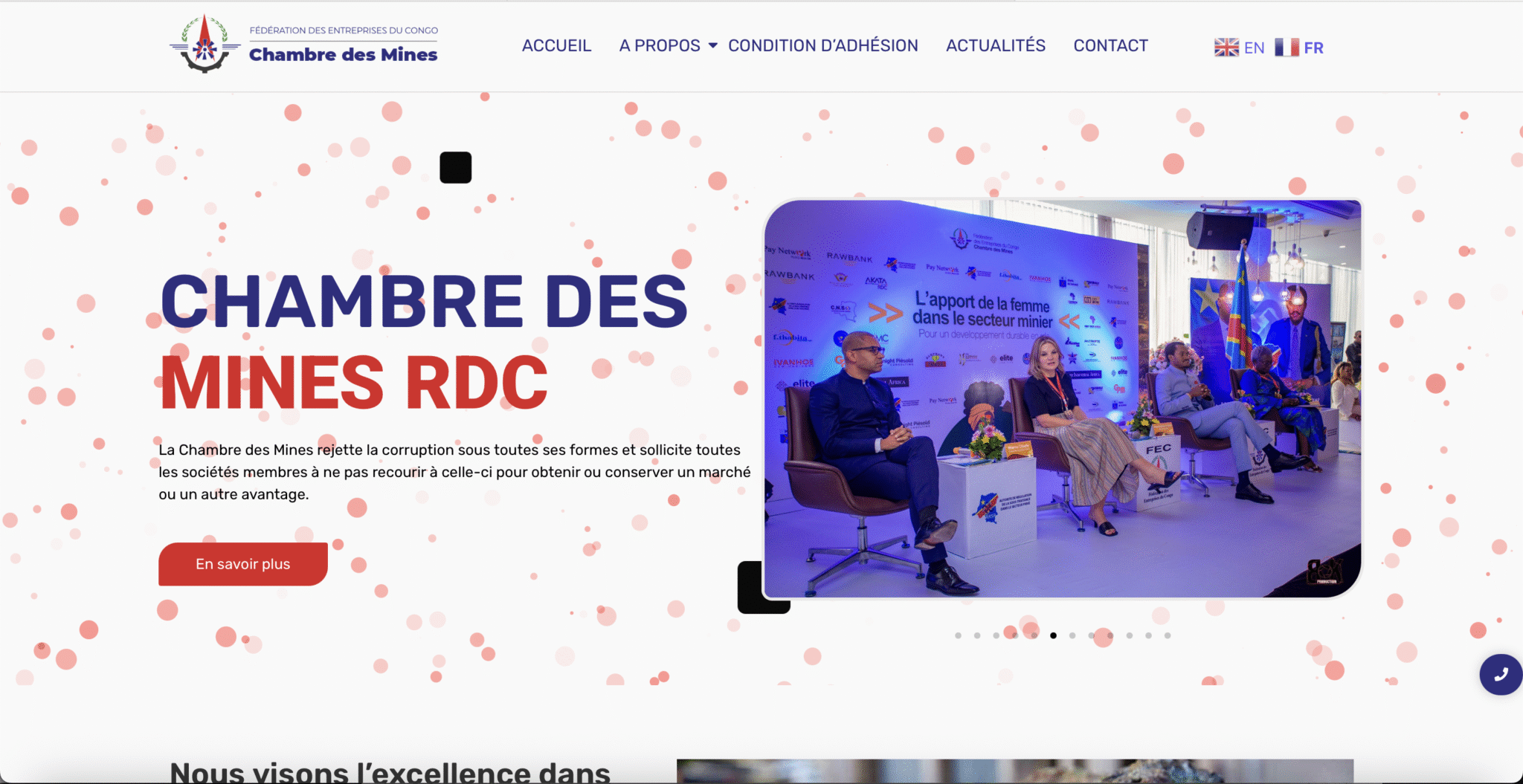 Aperçu du projet : Refonte du site de la Chambre des Mines RDC