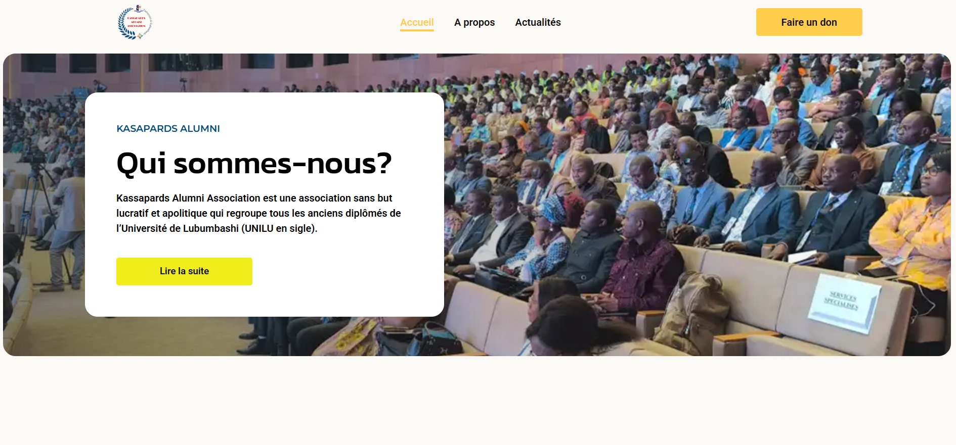 Aperçu du projet : création du site web de Kassapards Alumni
