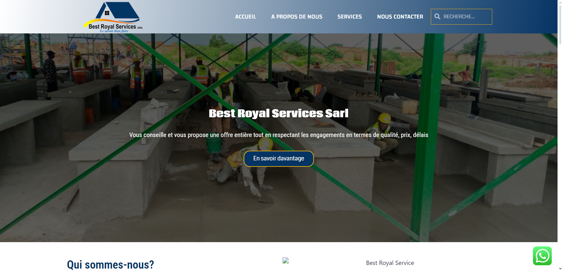 Aperçu du projet : Conception du site web de Best Royal Services SARL