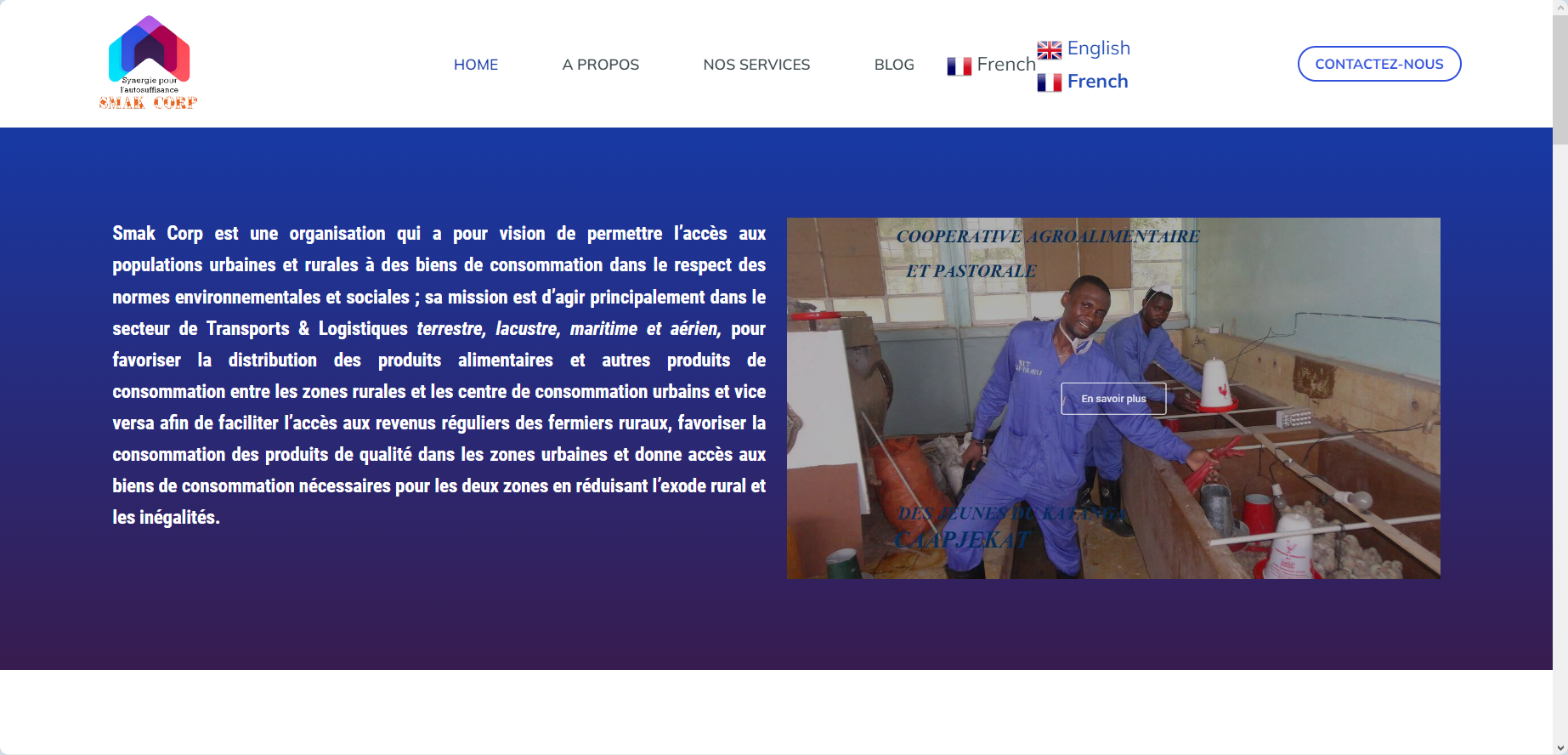 Aperçu du projet : Création du site web de SMAK CORPORATION SARL