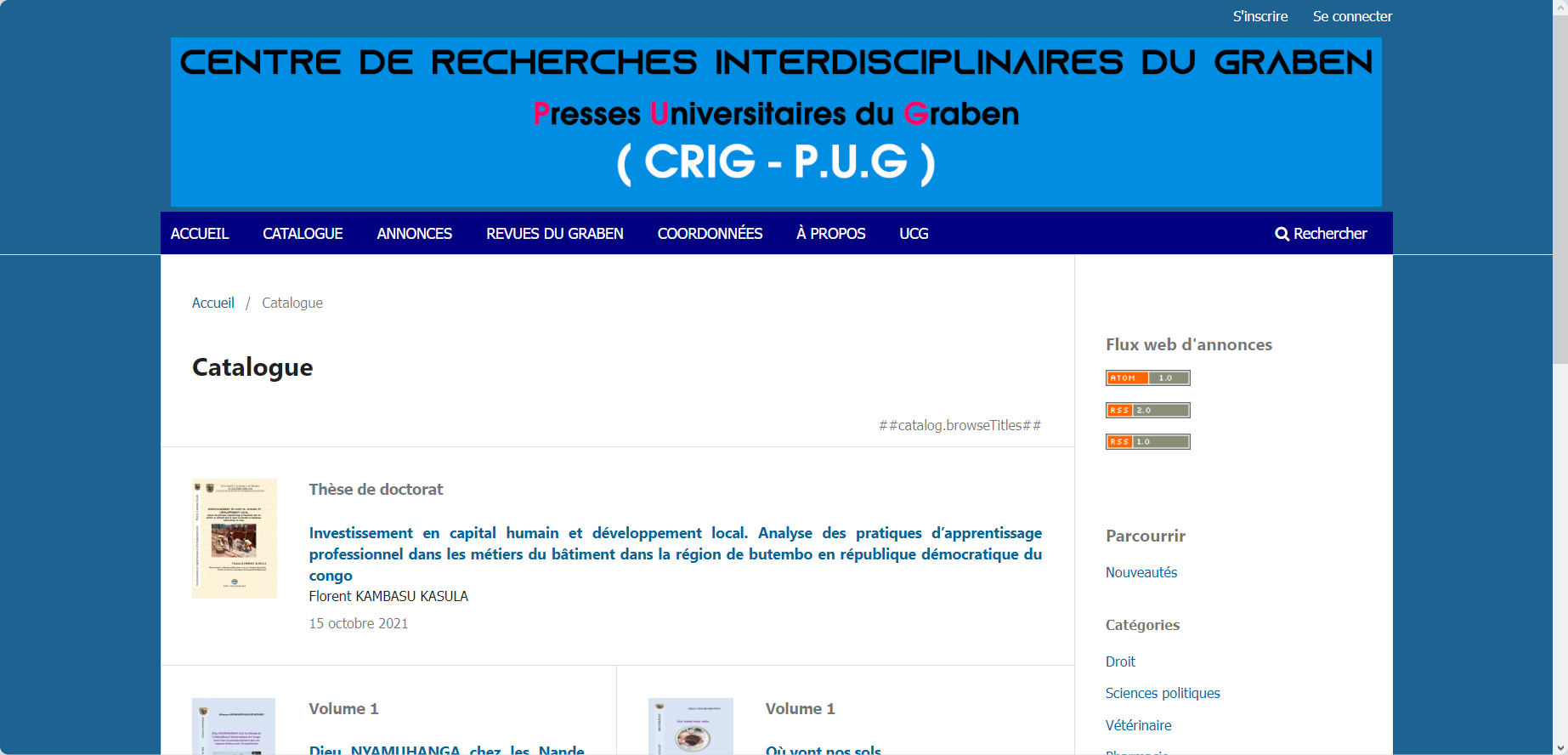 Aperçu du projet : Création du site web des Presses Universitaires du Graben
