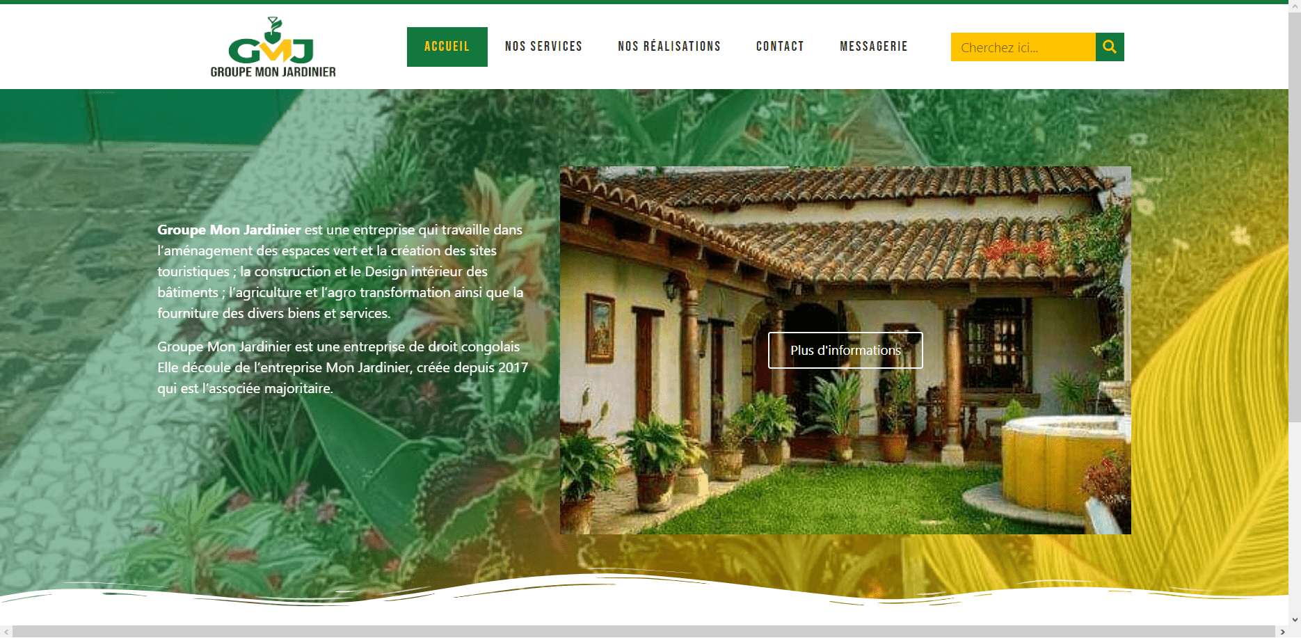Aperçu du projet : Conception du site web du GROUPE MON JARDINIER sarl