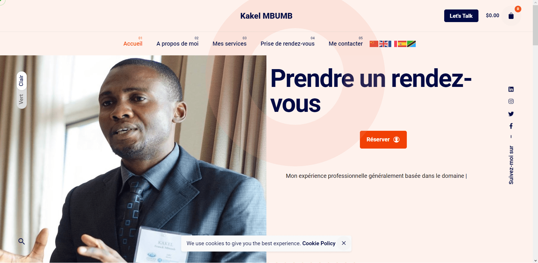 Aperçu du projet : Conception du site web du Consultant Kakel Mbumb