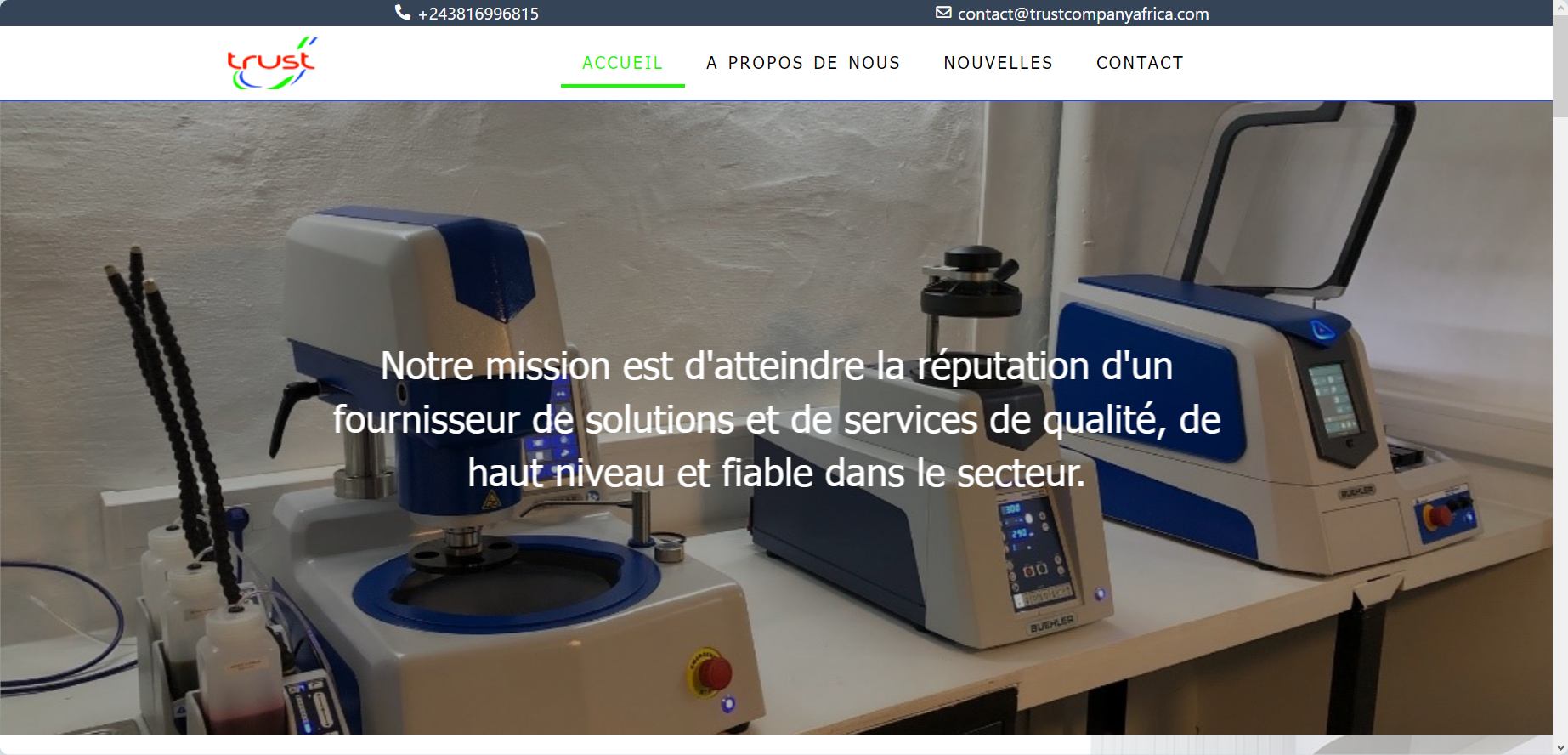 Aperçu du projet : Création du site web de Trust Company Africa SARL