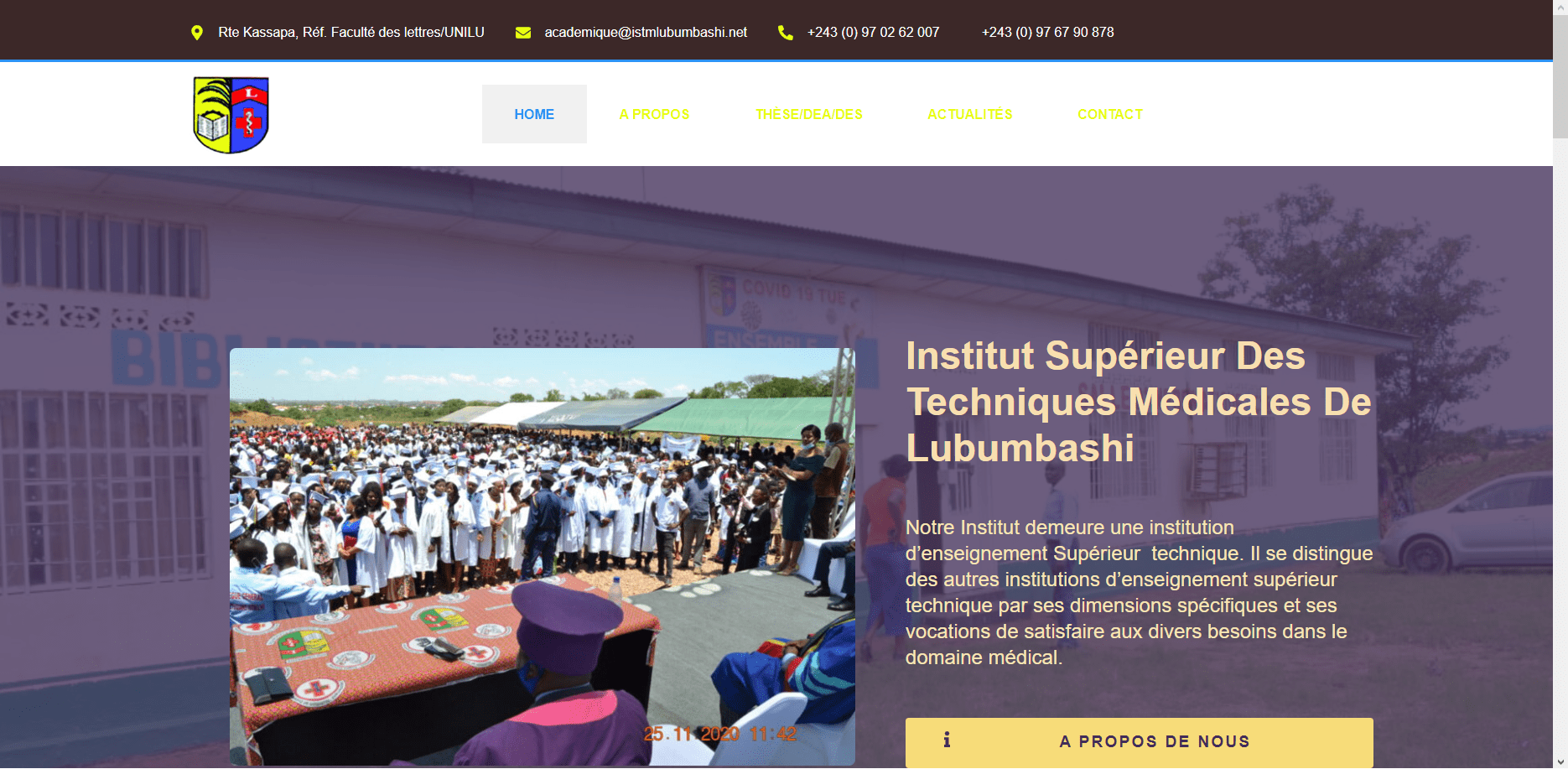 Aperçu du projet : Conception du site web de l’ISTM-LUBUMBASHI