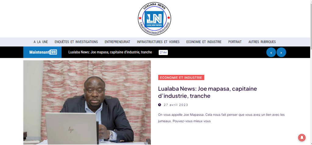 Conception du site internet de Lualaba News